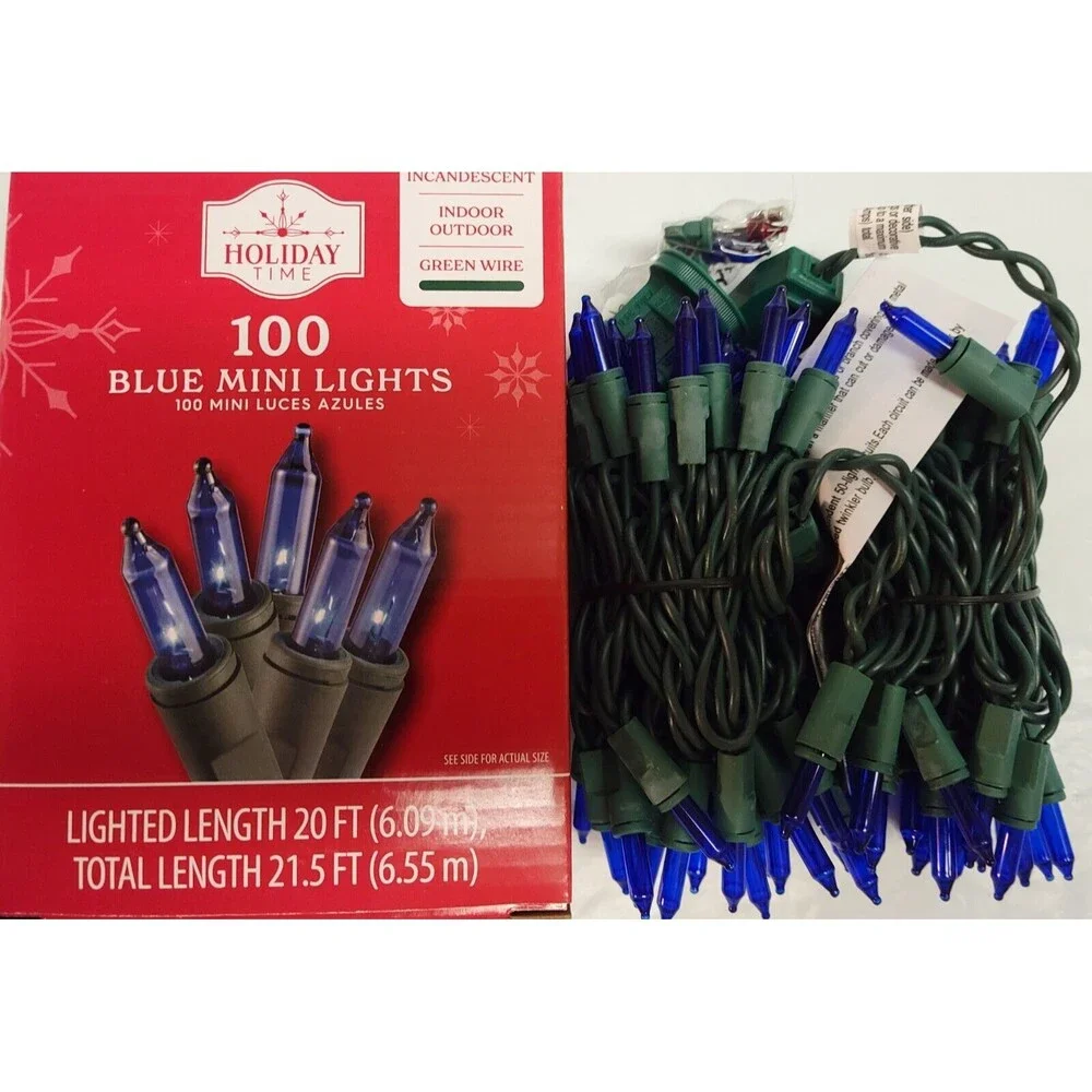 4 Box Holiday Time 100ct Mini Blue String Light 20ft Green Cord Christmas Easter